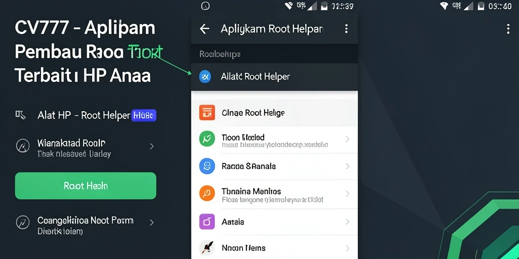 Tampilan antarmuka aplikasi CV777 untuk proses Root Helper yang mudah digunakan.
