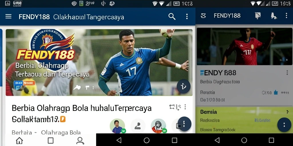 Antarmuka FENDY188 menampilkan berita Olahraga Bola terbaru dengan desain menarik.