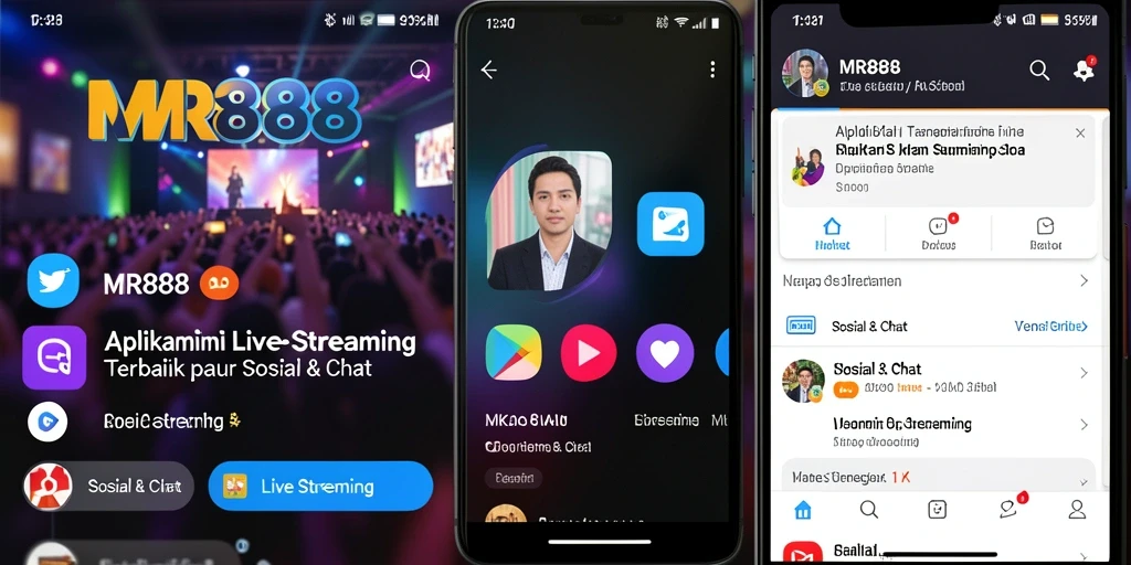 Tampilan antarmuka aplikasi Live Streaming MR888 yang modern dan interaktif.