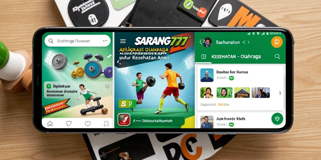 Antarmuka aplikasi SARANG777 untuk olahraga rumah yang menarik.